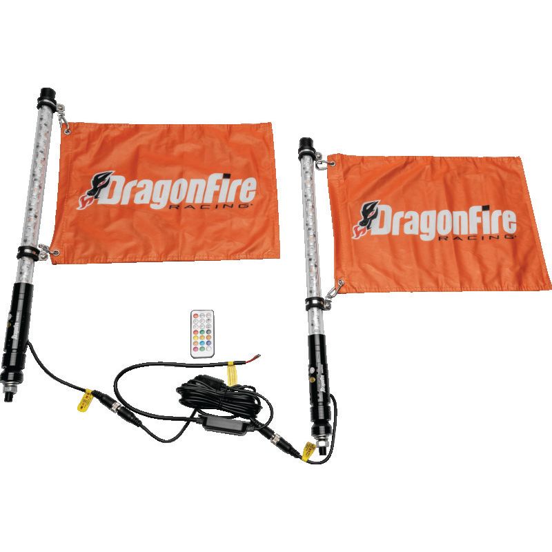 DragonFire Racing 2Ft Spiral Led Whip- Clear- sold in pairs