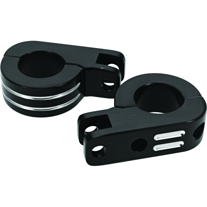 Bikers Choice Black Billet Highway Peg Mounts for 1.25 Inch Engine Guard Universal Custom Pr
