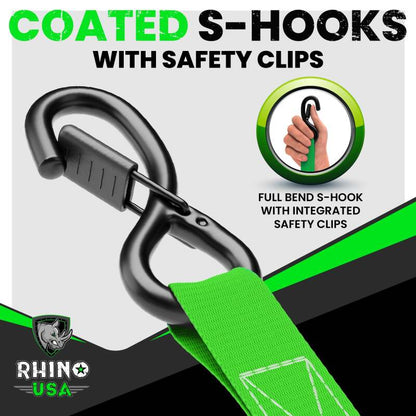 Rhino USA Medium Duty Ratchet Strap Tie-Down 4-Pack (Red)