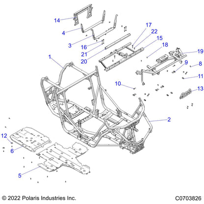 Polaris RZR Box Support Bracket, Rear, Black, Genuine OEM Part 5264553-329, Qty 1