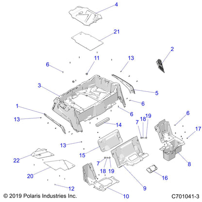 Polaris RZR Panel Divider, Rear, Right, Gloss Black, Genuine OEM Part 5438957-070, Qty 1