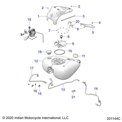 Indian Motorcycle Fuel Pump Sender Assembly, Filter, Genuine OEM Part 2522160, Qty 1