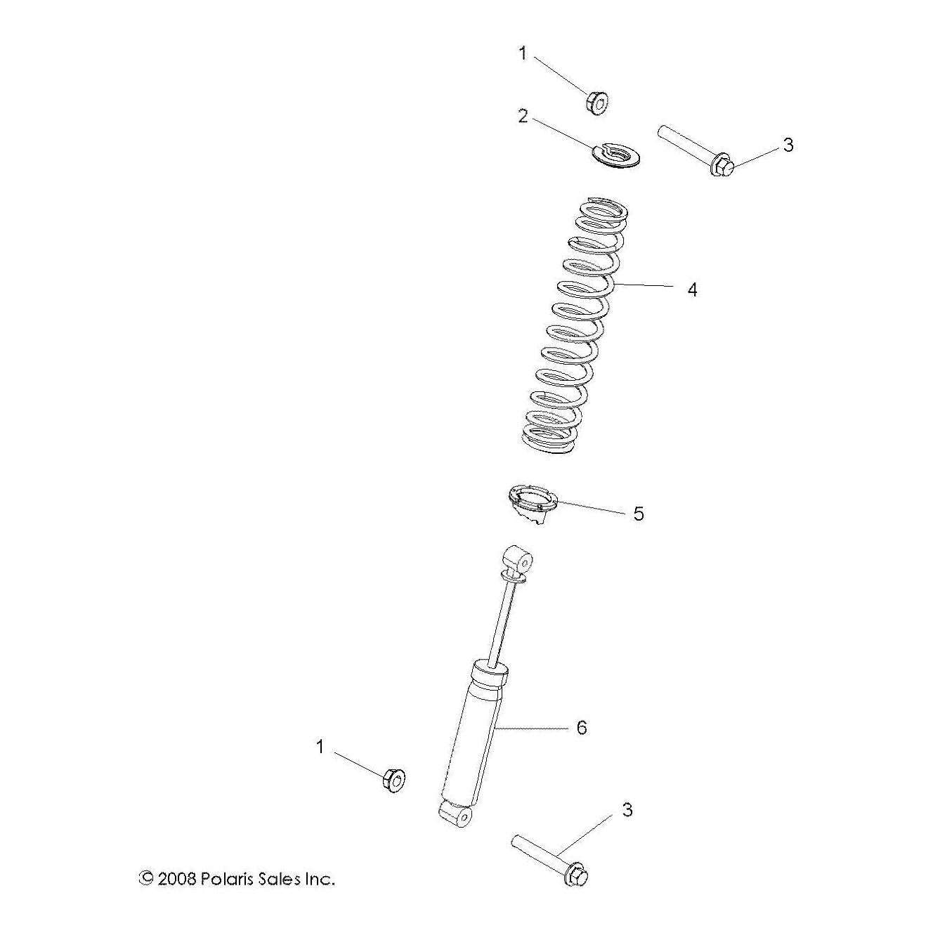 Polaris RZR Shock, Rear, Genuine OEM Part 7044091, Qty 1