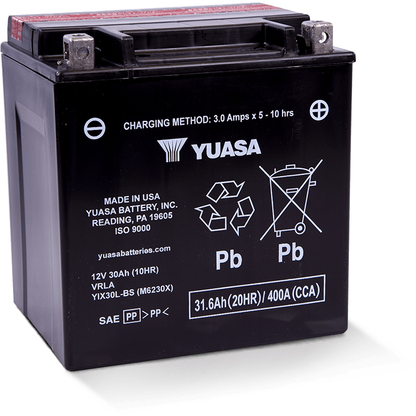 Yuasa YIX30L-BS High Performance Maintenance Free AGM 12-Volt Battery w/Bottle