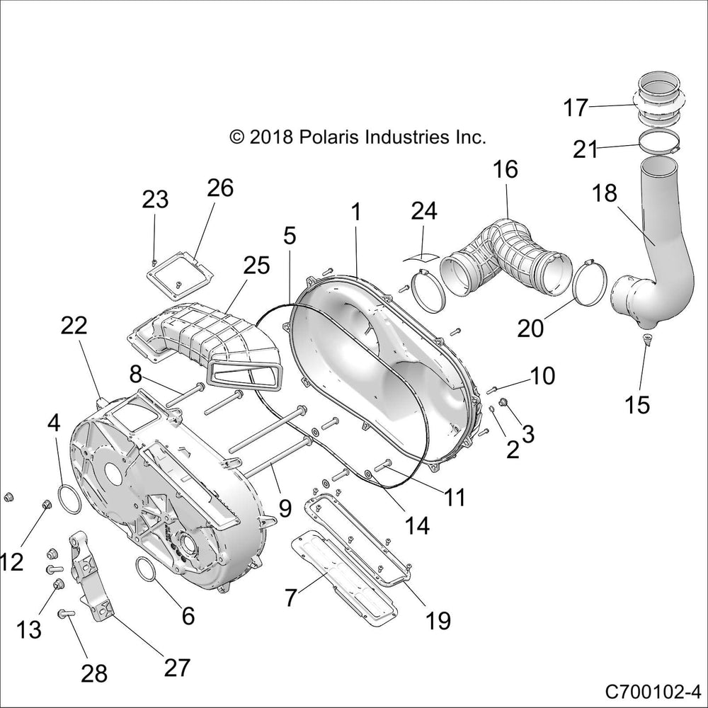 
                      
                        Polaris RZR Clutch Inlet Duct, Genuine OEM Part 5453918, Qty 1
                      
                    