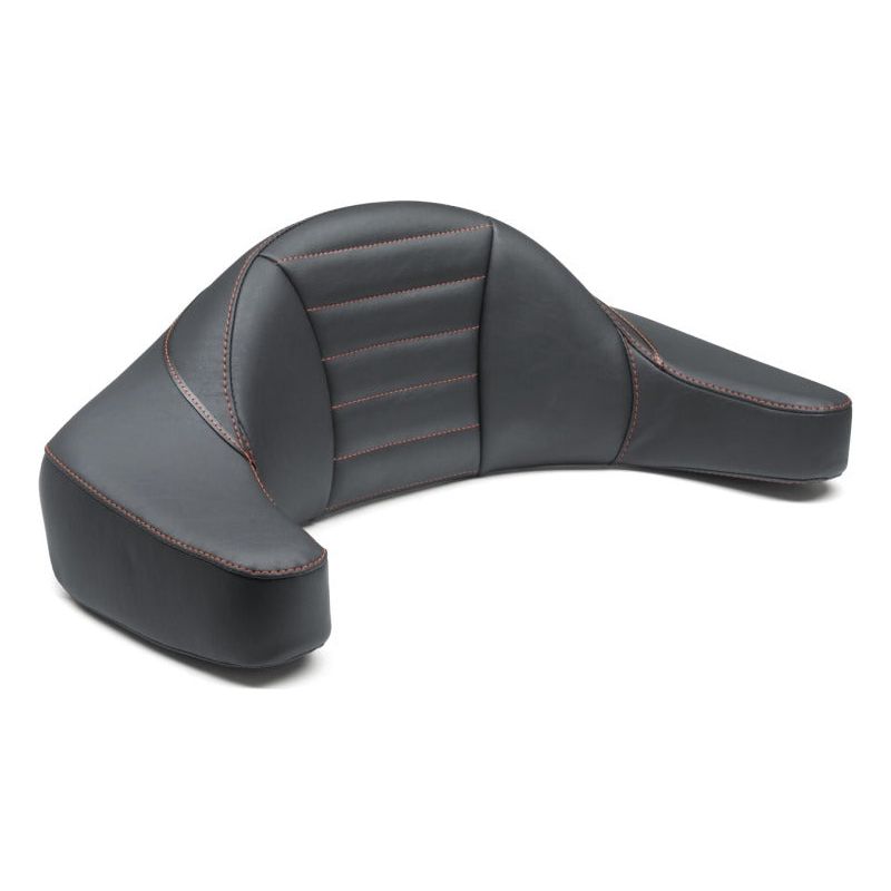Mustang 93-13 HD FL Super Touring Extended Arm Wrap-Around Backrest Deluxe - Black w/Red Stitching