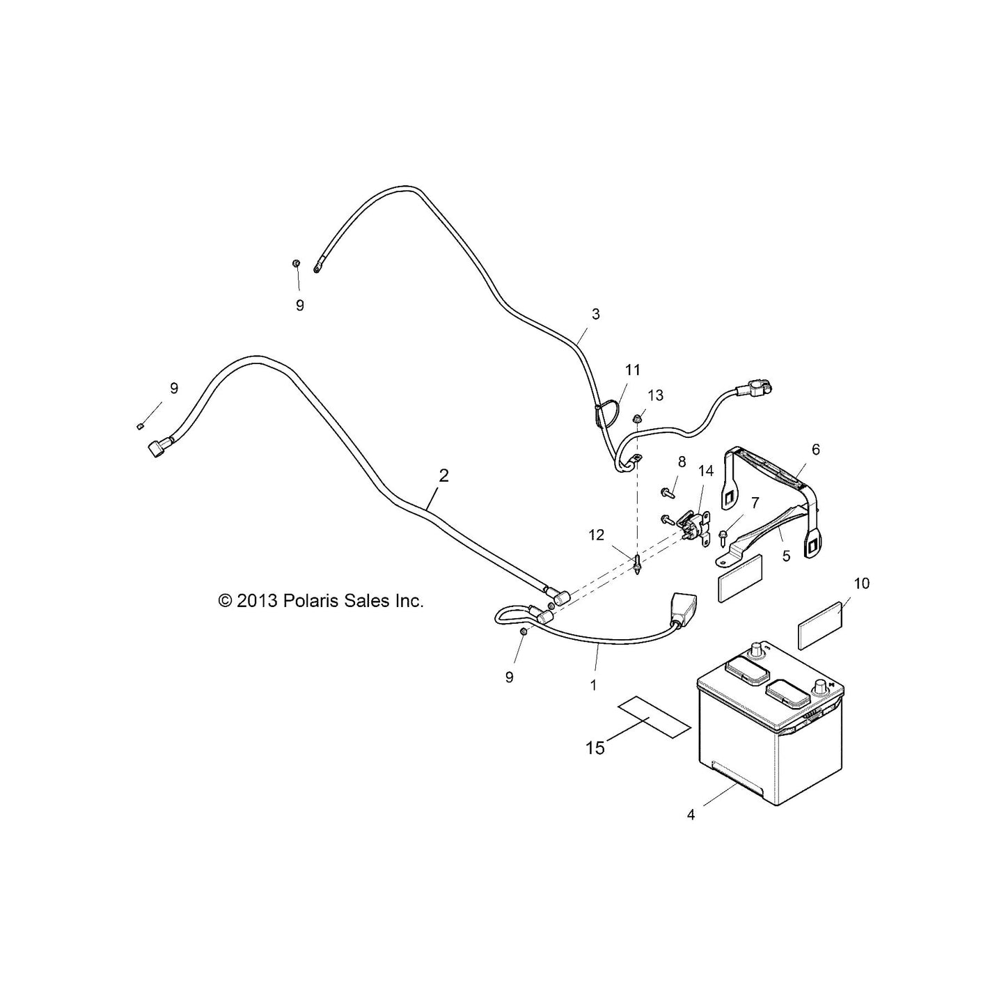 Polaris RZR Battery to Solenoid Cable, Genuine OEM Part 4014237, Qty 1