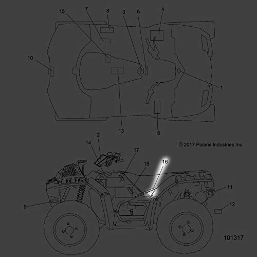 Polaris ATV Side Decal, Right, AWD, Genuine OEM Part 7187336, Qty 1