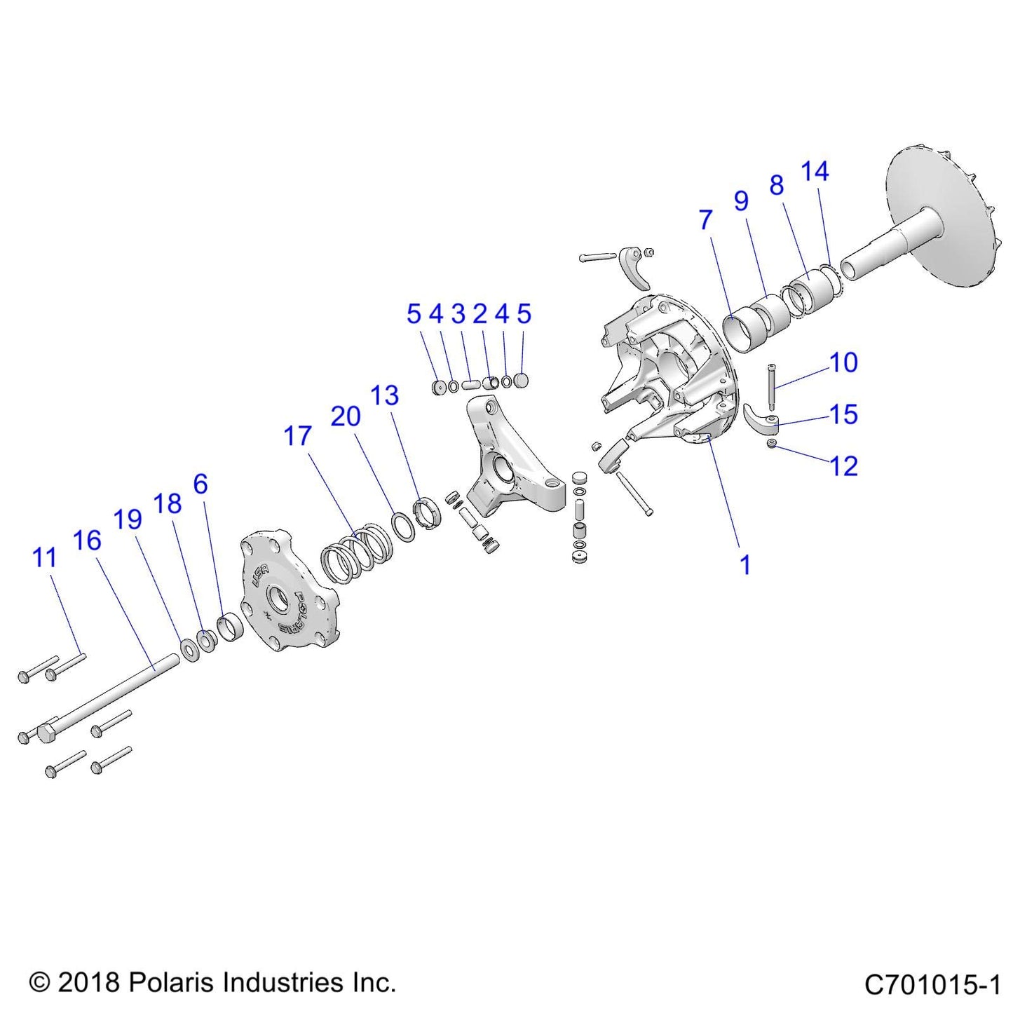 Polaris RZR Basic Engine Braking System (EBS) Drive Clutch Assembly, Genuine OEM Part 1323283, Qty 1