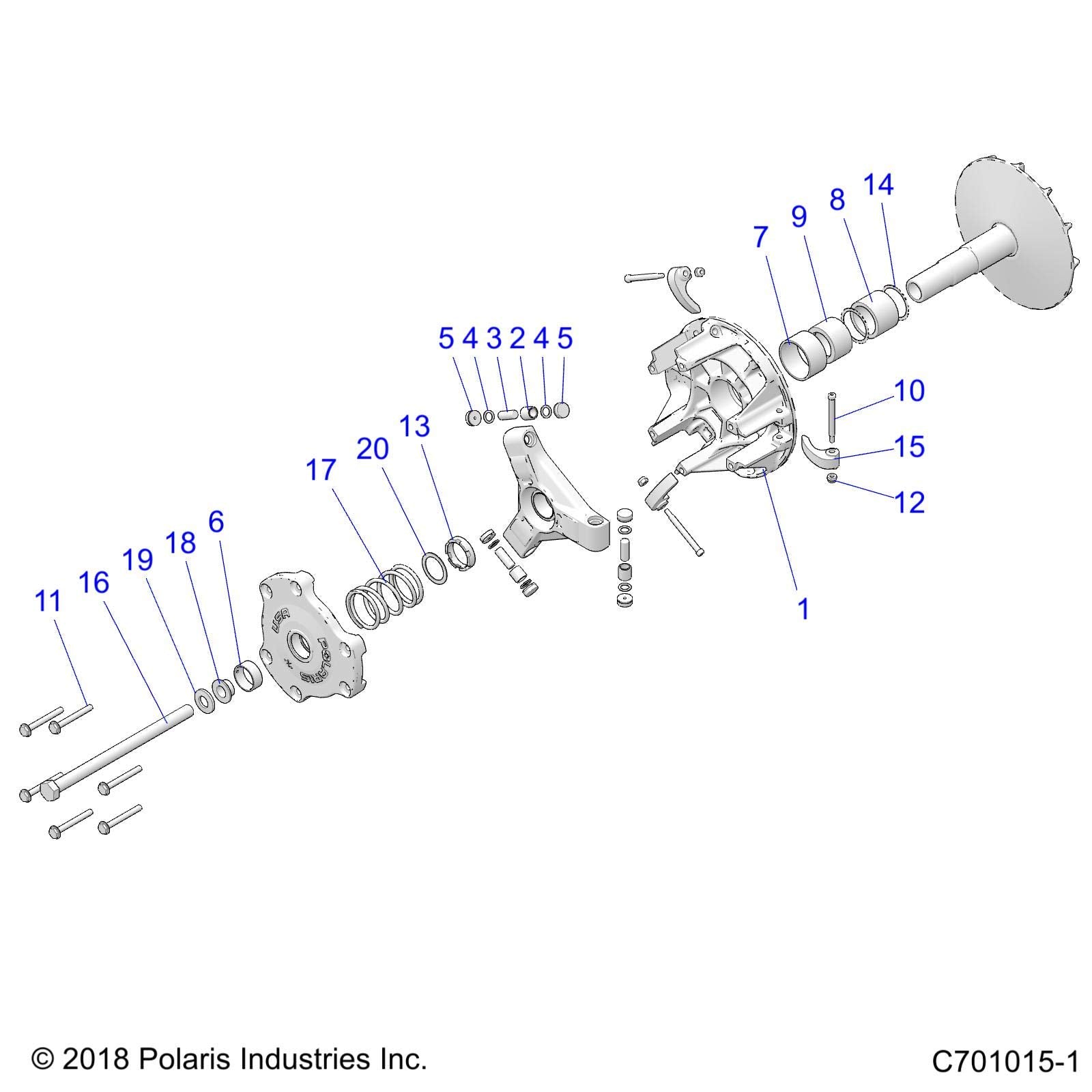 Polaris RZR Basic Engine Braking System (EBS) Drive Clutch Assembly, Genuine OEM Part 1323283, Qty 1