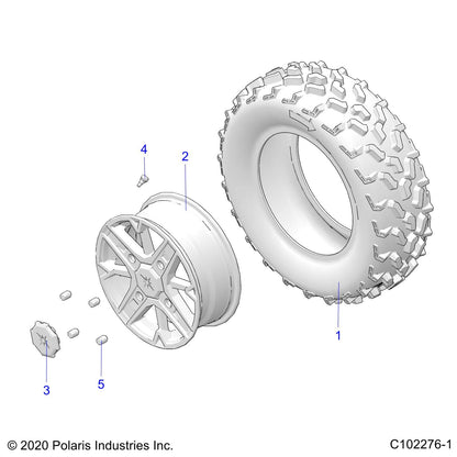 Polaris ATV Front Rim, Cast, 14 x 5.5, Offset, Genuine OEM Part 1522100-067, Qty 1