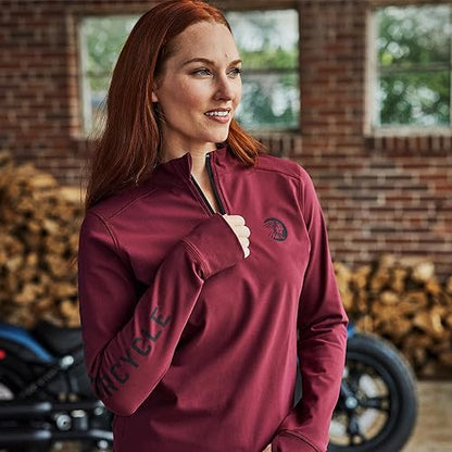 Indian Motorcycle Women's Sleeve Print Athlete Quarter Zip, Port - 2XL - 283343012