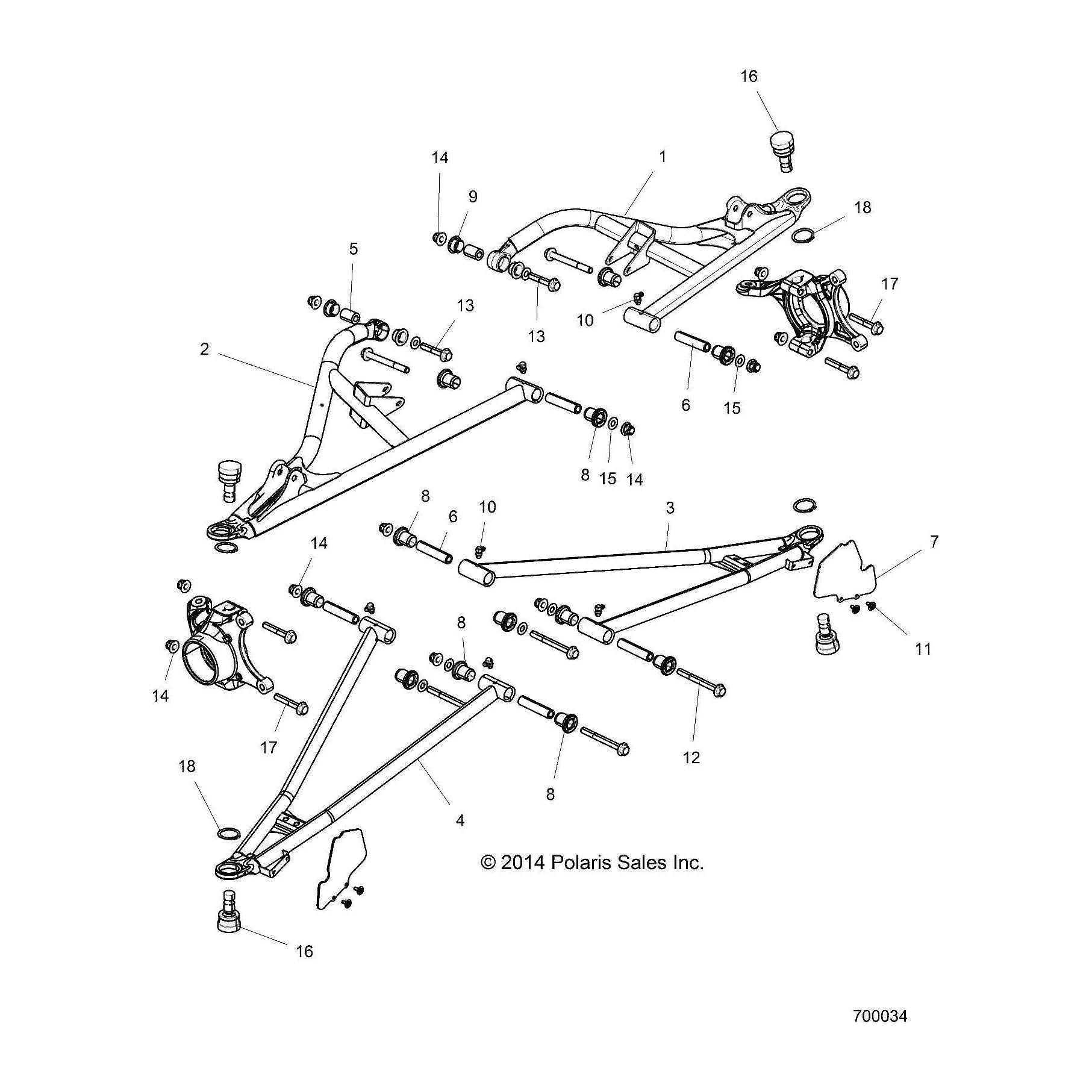 Polaris RZR Control Arm Weld, Front, Lower, Right, Genuine OEM Part 1018827-446, Qty 1