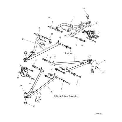 Polaris RZR Control Arm Weld, Front, Lower, Right, Genuine OEM Part 1018827-446, Qty 1