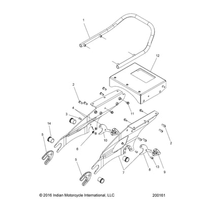 Indian Motorcycle Trunk Bumper, Soft, Chrome, Genuine OEM Part 1022002-156, Qty 1
