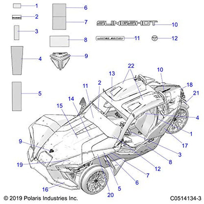 Polaris Slingshot Decal-Rear Wing,LH,Bronze, Genuine OEM Part 7191085, Qty 1