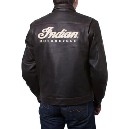 Indian Motorcycle Men's Leather Classic Riding Jacket with Removable Lining, Dark Brown - L - 286082806