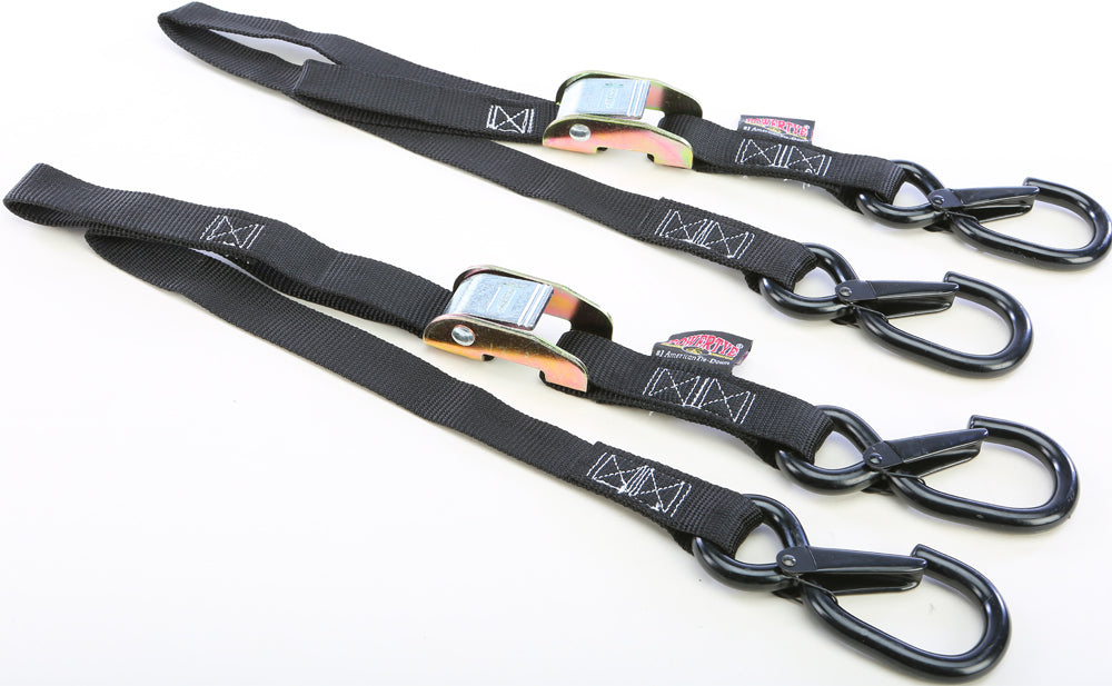 Tie Down Cam Sec Hook Watercra Water Craft 1"X3' Black Pair