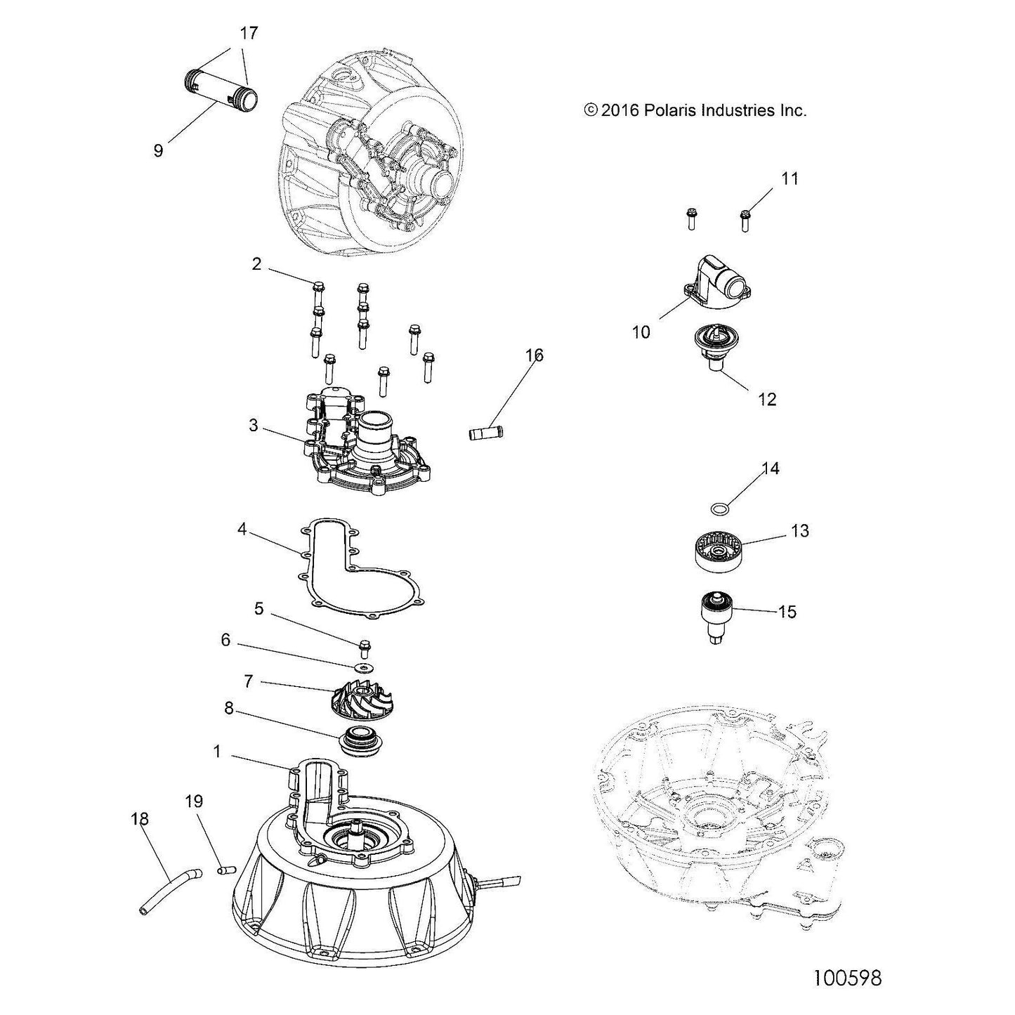 Polaris ATV Water Transfer Tube, Q50/60, Genuine OEM Part 5334925, Qty 1