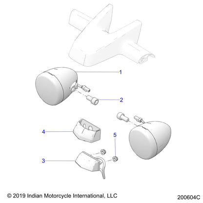 Polaris Indian Motorcycle Turn Signal, Rear, Cruiser Black, Genuine OEM Part 2414185-266, Qty 1