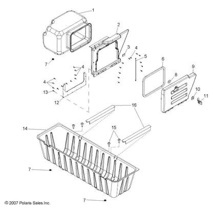 Polaris Ranger Storage Box, Cover, Genuine OEM Part 5435650-070, Qty 1