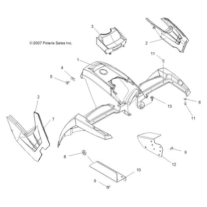 Polaris ATV Panel/Foil, Right, Gloss Black, Genuine OEM Part 2632936-070, Qty 1
