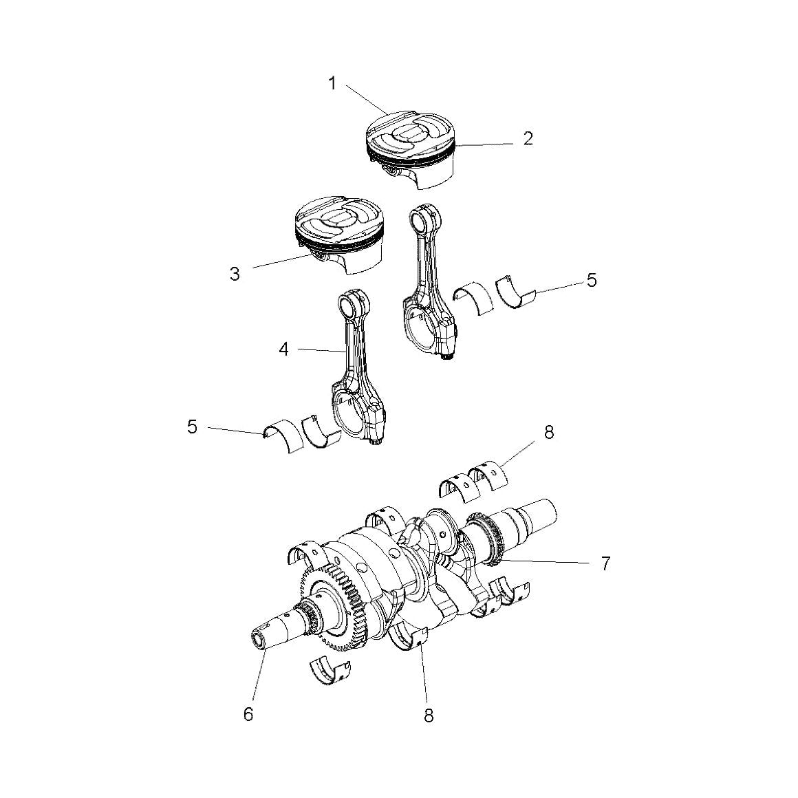 Polaris RZR Crankshaft Assembly, Genuine OEM Part 1204599, Qty 1