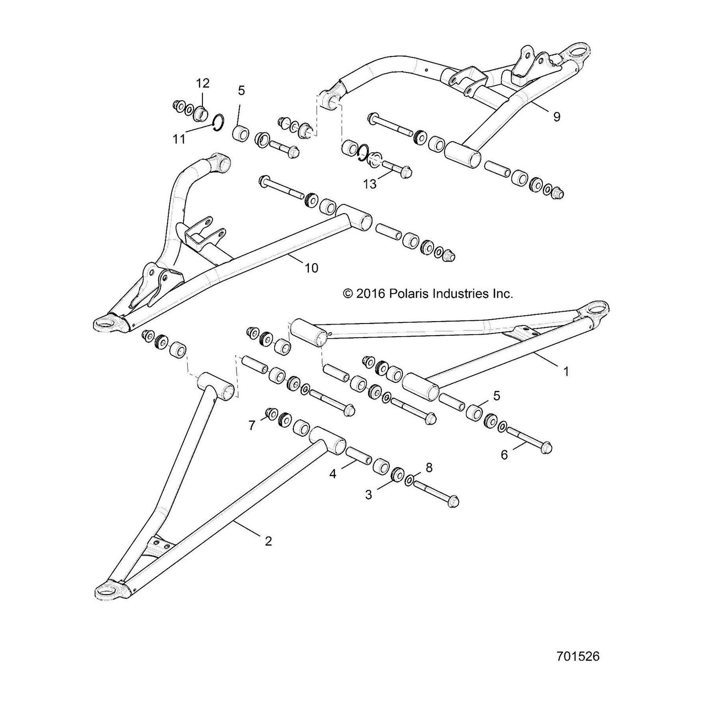 Polaris Ranger Control Arm, Front, Lower, Right Side, Orange Burst, Genuine OEM Part 1021417-647, Qty 1