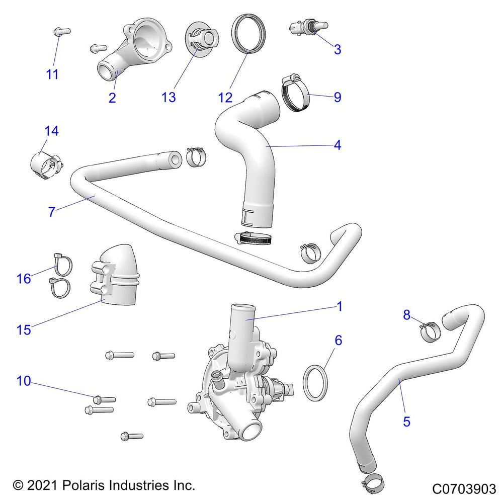 
                      
                        Polaris RZR Waterpump Assembly, Genuine OEM Part 1205015, Qty 1
                      
                    
