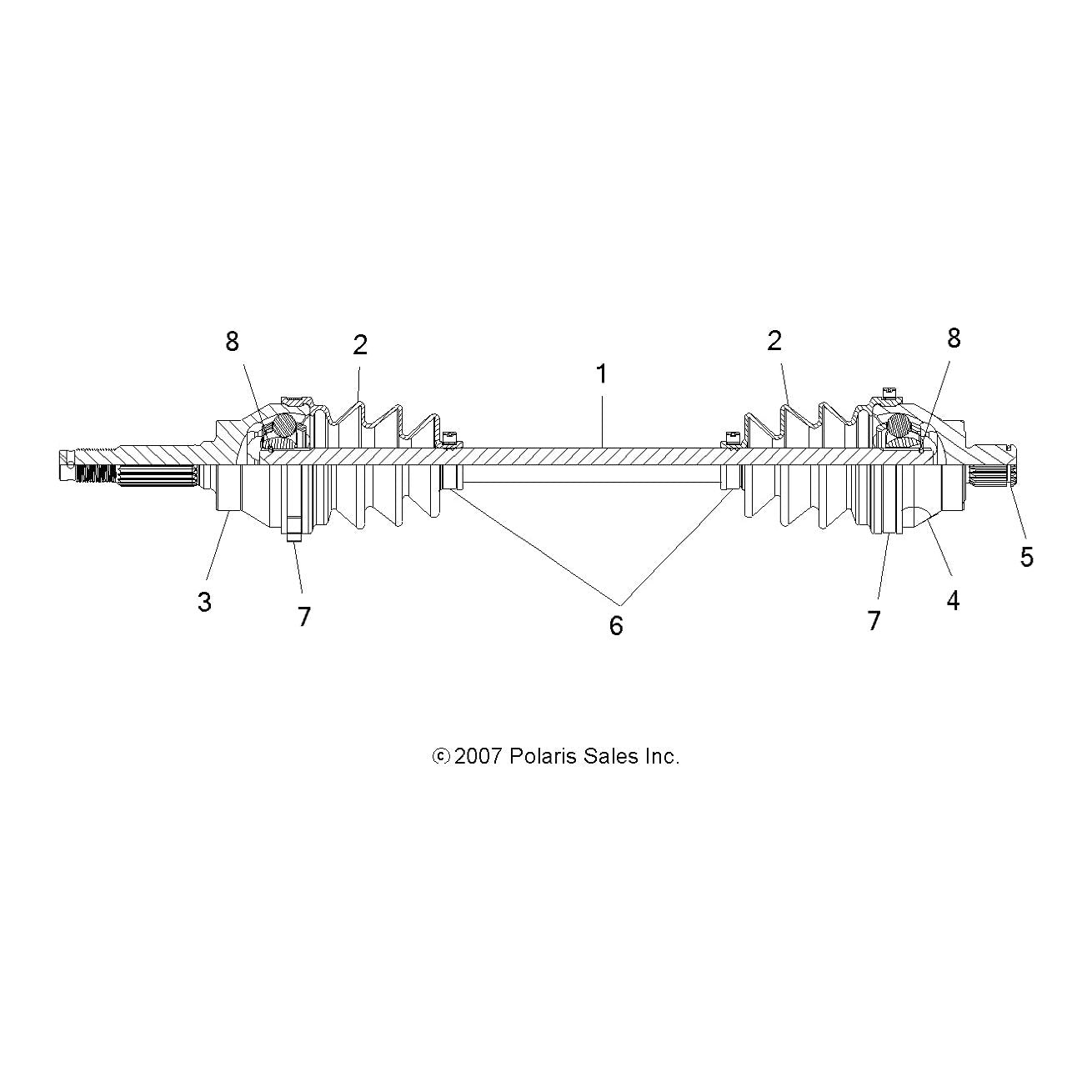Polaris ATV IRS Shaft, Rear, Genuine OEM Part 1332341, Qty 1