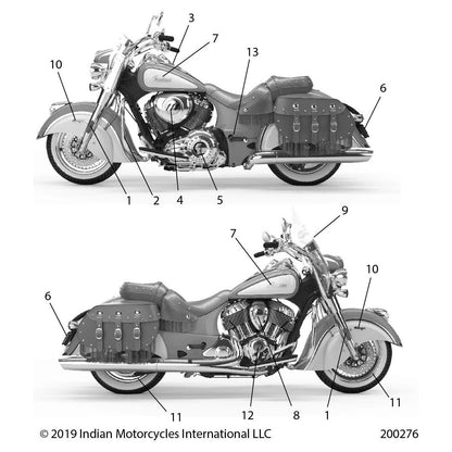 Polaris Indian Motorcycle Decal, Tank, LH [Anniversary Gold/Ivory Cream], Genuine OEM Part 7180998, Qty 1