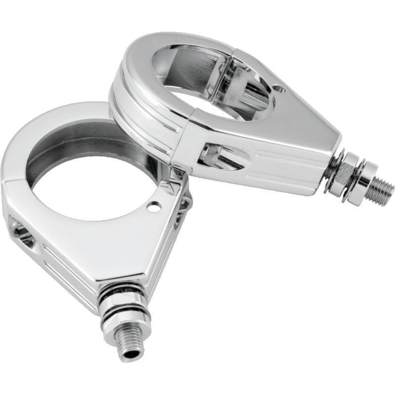 Bikers Choice Chrome Grooved 39MM Clamp With 5/16-18 Stud Universal Custom Pr