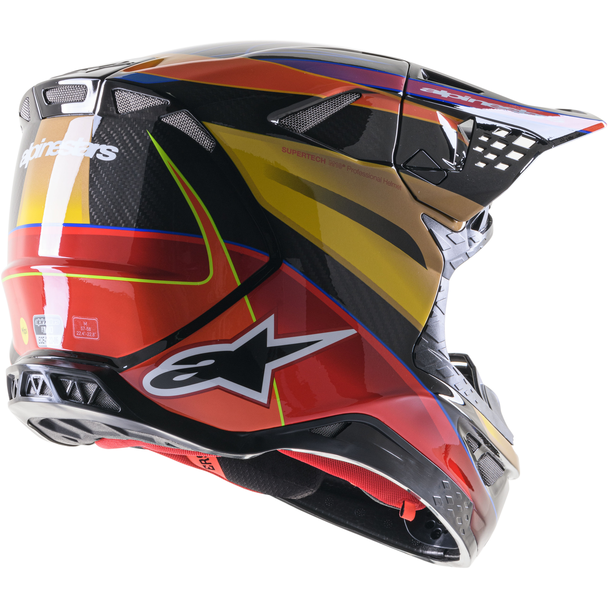Supertech S M10 Era Helmet Gold Ylw/Rio Red Glossy Lg