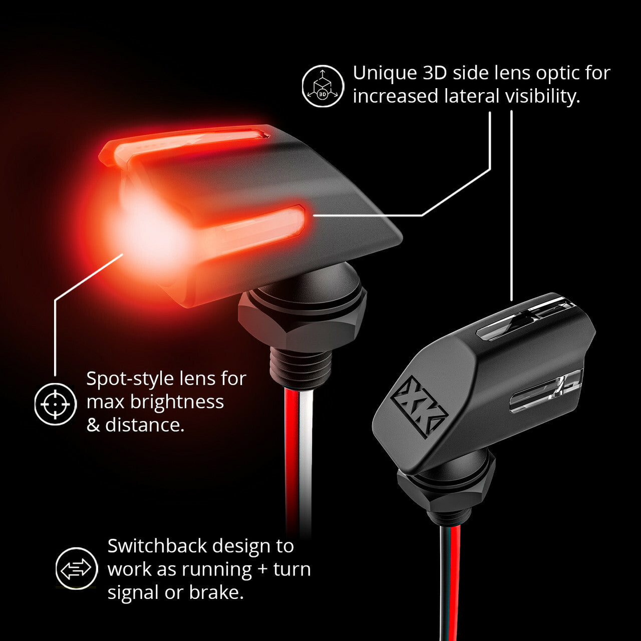 Mini Led Turn Signal Black Red Pair