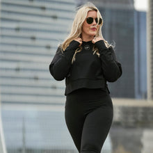 Indian Motorcycle Women's Cropped Athlete Hoodie, Black