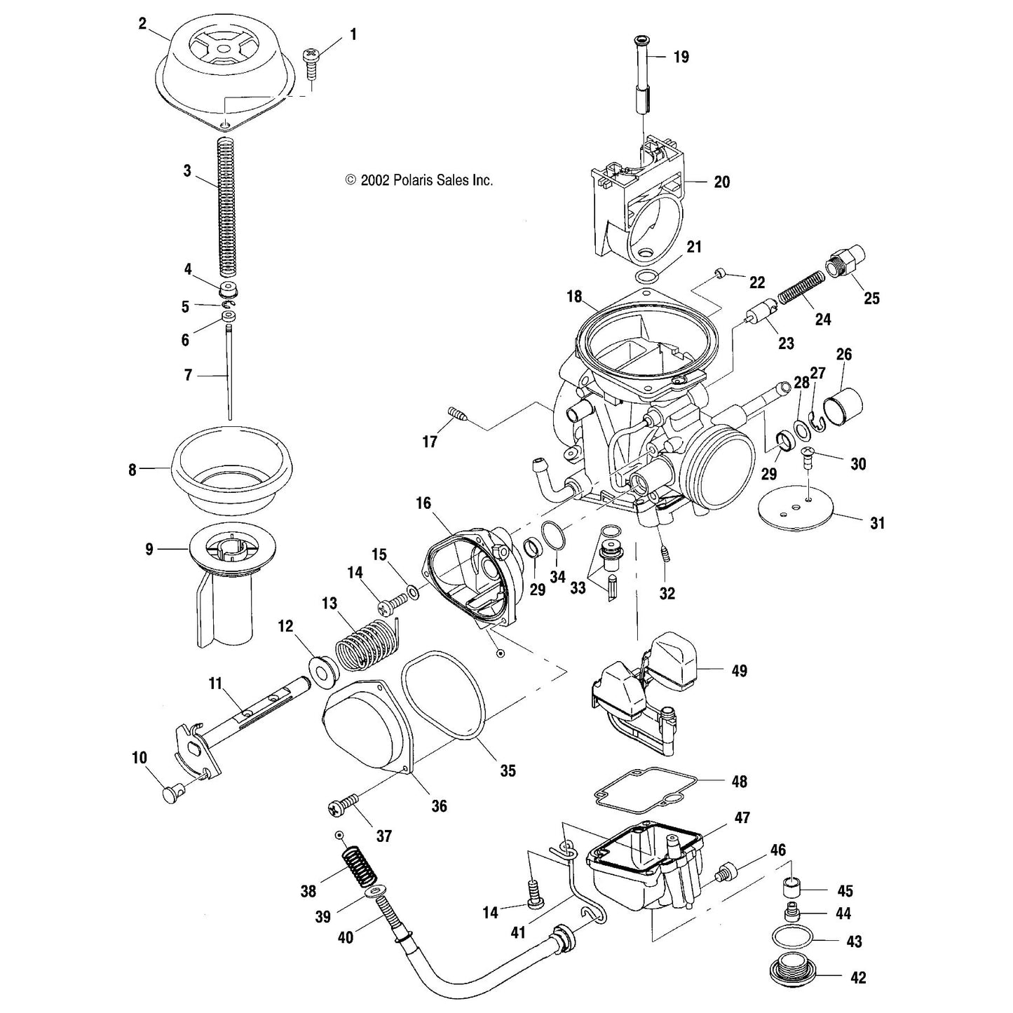 Polaris ATV Carburetor Assembly, Genuine OEM Part 3131453, Qty 1