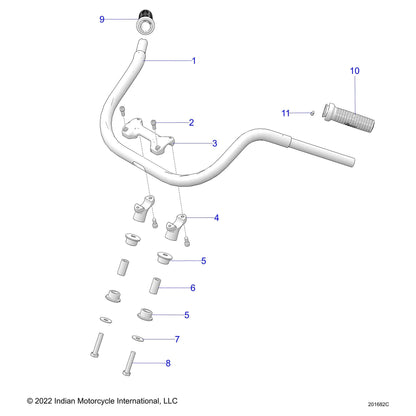 Indian Motorcycle Handlebar Weld, Chrome, Genuine OEM Part 1023152-156, Qty 1