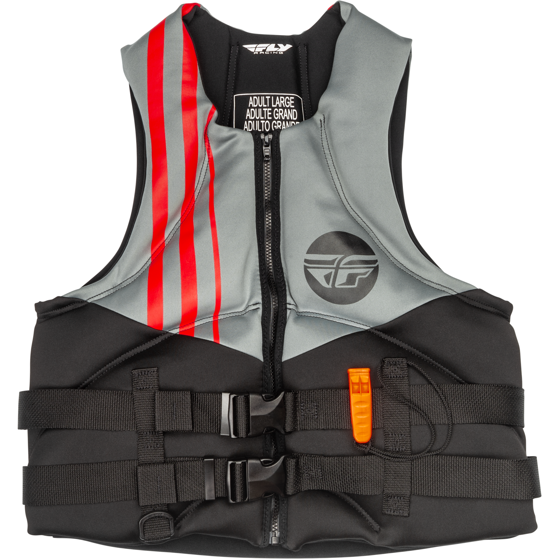 Neoprene Flotation Vest Black/Grey/Red Md