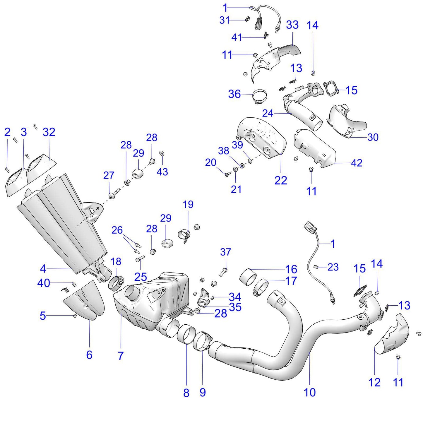 Indian Motorcycle Clamp Exhaust, Genuine OEM Part 7082463, Qty 1