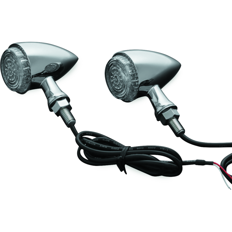 Kuryakyn Torpedo Indicator LED Amber/Red Lights Rear Run-Turn-Brake Chrome