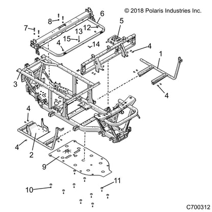Polaris Ranger Floor Support Weld, Right, Black, Genuine OEM Part 1020160-329, Qty 1