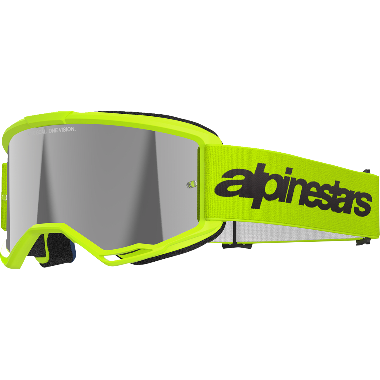 ALPINESTARS GOGGLES Vision 3 Goggle - Wordmark - Yellow Fluo - Silver Mirror Lens 5103225-5299