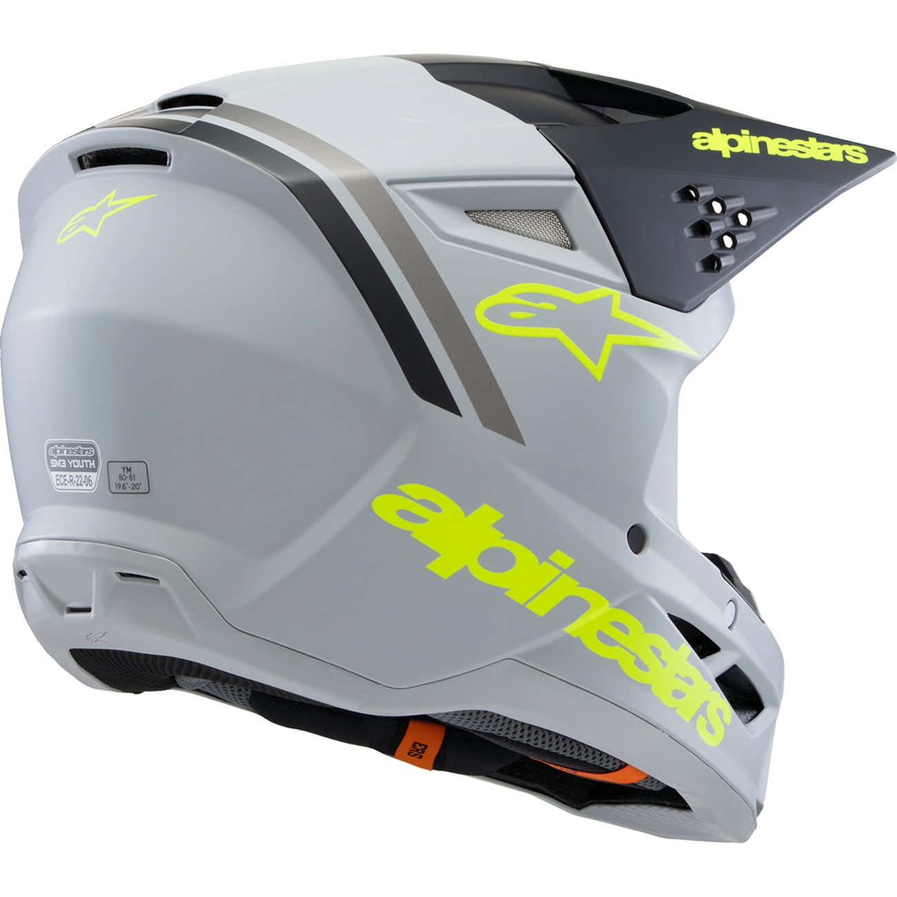ALPINESTARS Youth SM3 Helmet - Radium - Matte Gray/Black/Yellow Fluo - Large 8301825-9510-YL