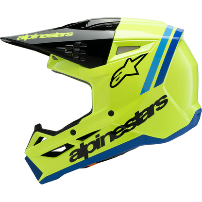 ALPINESTARS Youth SM3 Helmet - Radium - Gloss Yellow Fluo/Black/Blue - Large 8301825-5017-YL