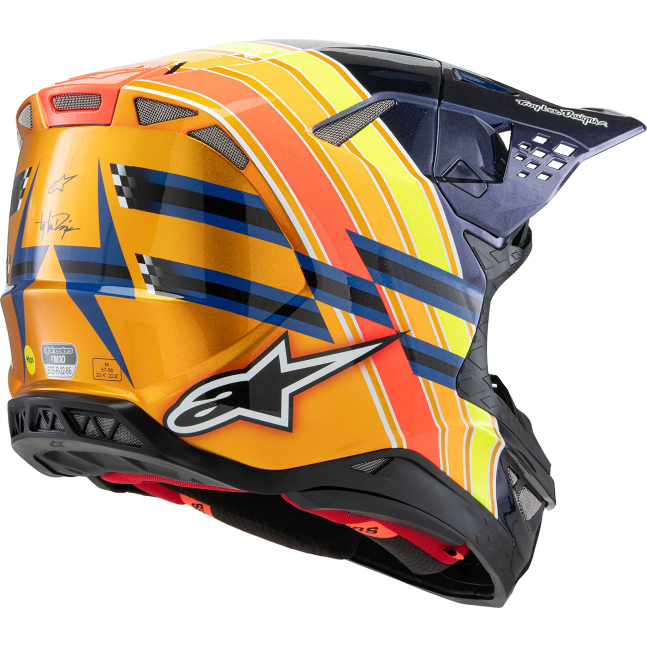 ALPINESTARS Supertech M10 Helmet - TLD Edition 25 - MIPS? - Gloss Dark Blue/Orange/Yellow/Fluo Red - Medium 8300225-7156-M