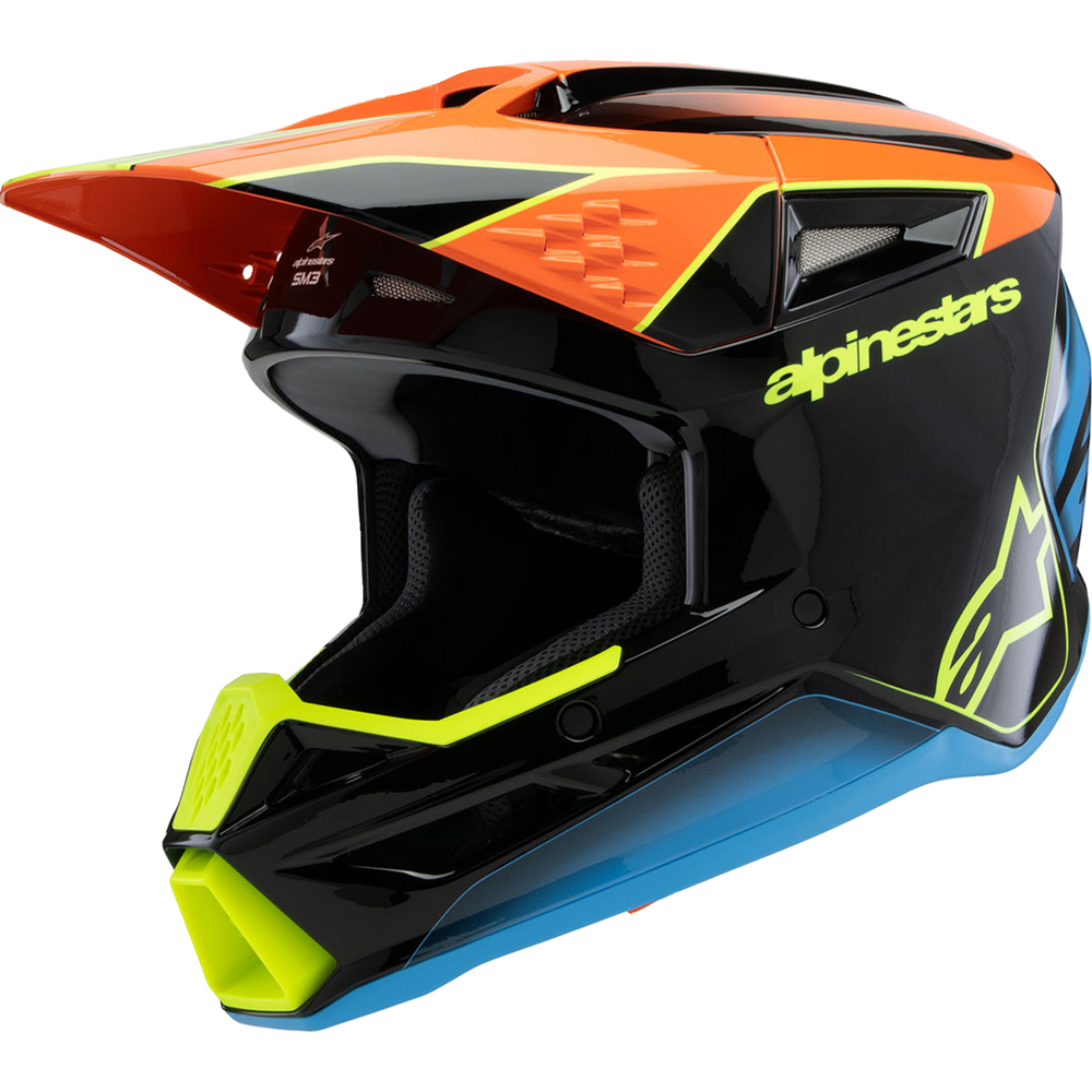ALPINESTARS Youth SM3 Helmet - Fray - Gloss Black/Orange/Yellow Fluo - Small 8301625-1455-YS