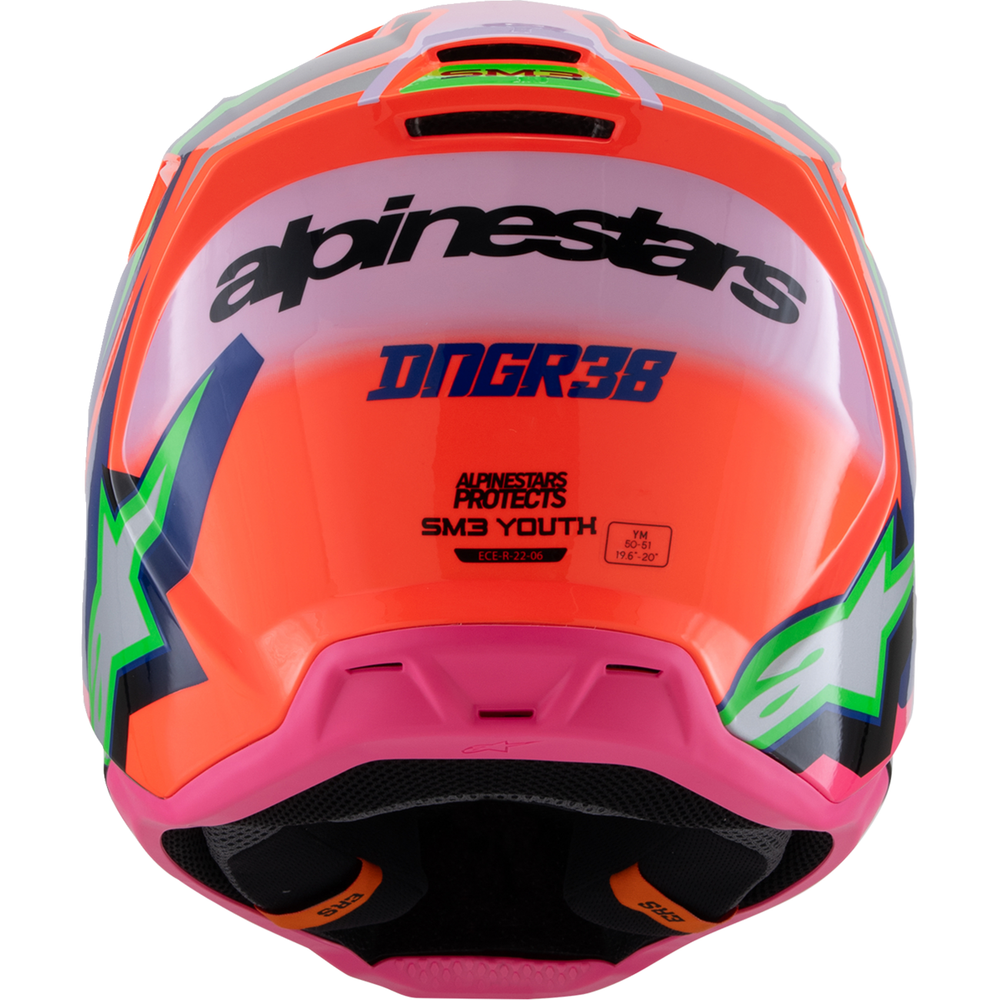 
                      
                        ALPINESTARS Youth SM3 Helmet - Deegan - Gloss Orange Fluo/Purple/Pink Fluo - Small 8301425-433-YS
                      
                    