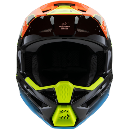 ALPINESTARS Youth SM3 Helmet - Fray - Gloss Black/Orange/Yellow Fluo - Small 8301625-1455-YS