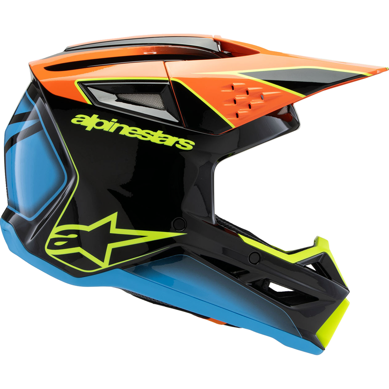 ALPINESTARS Youth SM3 Helmet - Fray - Gloss Black/Orange/Yellow Fluo - Medium 8301625-1455-YM