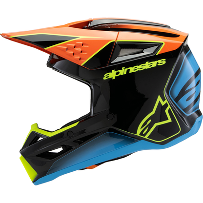 ALPINESTARS Youth SM3 Helmet - Fray - Gloss Black/Orange/Yellow Fluo - Large 8301625-1455-YL